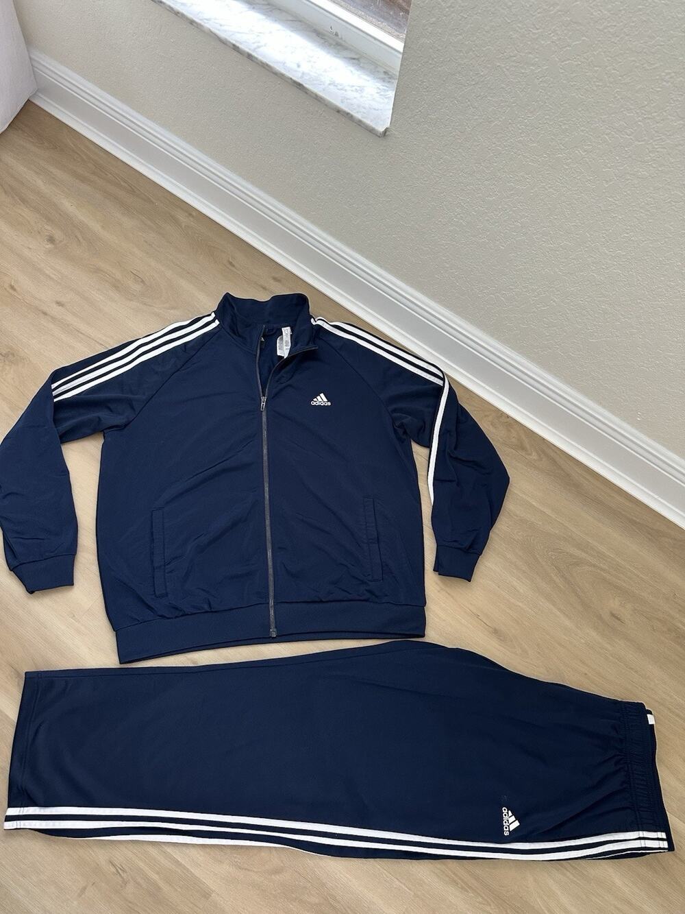 ADIDAS Track Suit Jacket XL & Pants 2XL Navy Blue Mens Pristine Read